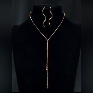 Gold Spiral Earrings And Necklace Set